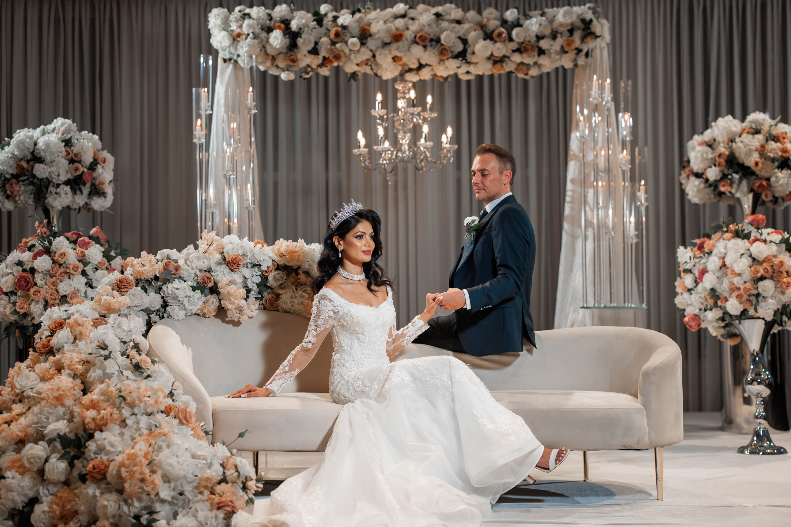 Bride and Groom Sitting during Recetion